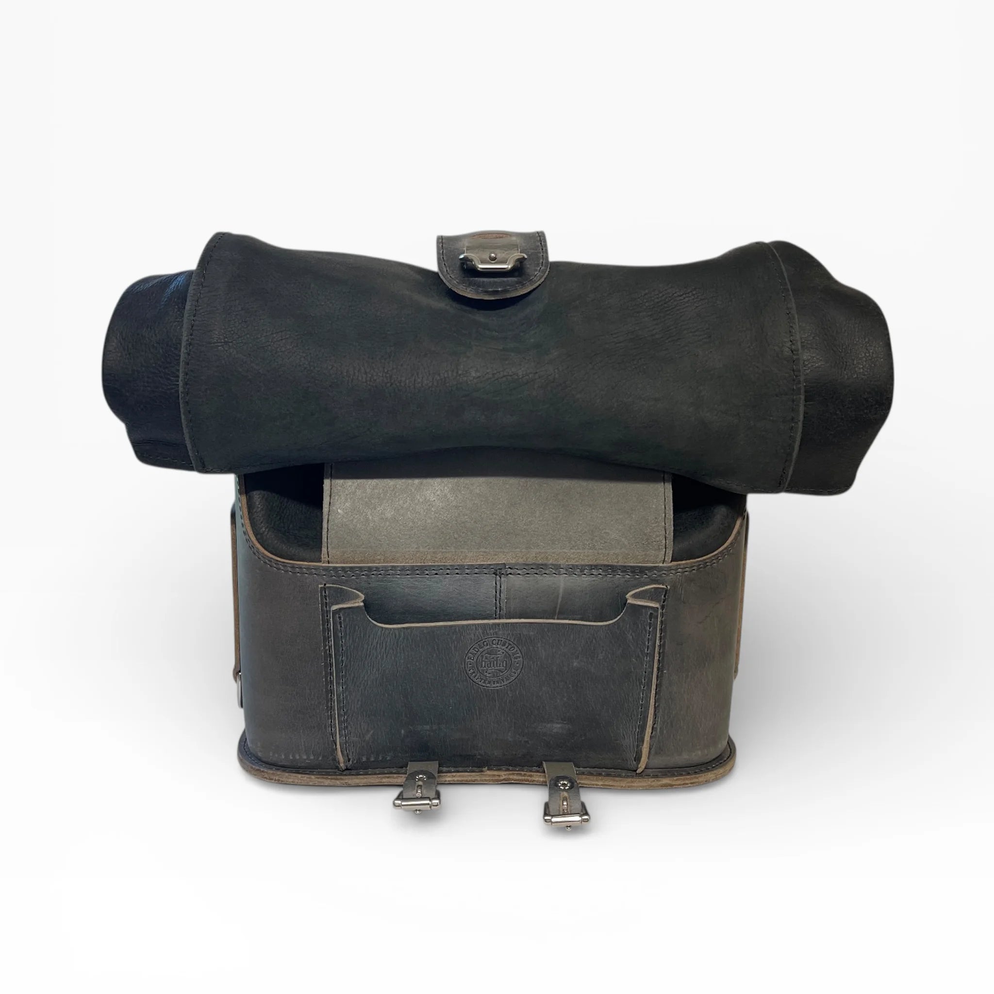 Universal Leather Rolltop Panniers / Saddlebags - TBP02 (Pair)